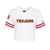 USC Trojans Women's Hype and Vice White Cropped Baseball Jersey